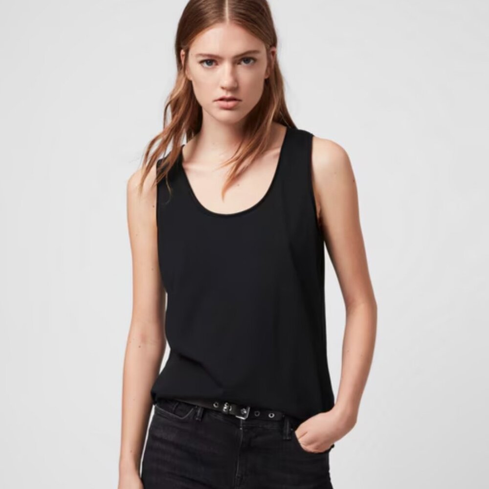 NWT All Saints Emelyn Tonic Tank in Black, Size M